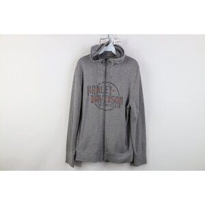 Vtg Y2K Harley Davidson Womens Medium Spell Out Lighweight Jersey Knit Hoodie